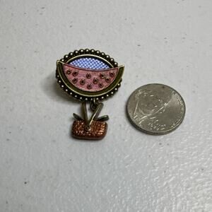 Vintage Watermelon Picnic Basket Brooch / Tack Pin Vintage Style Jewelry